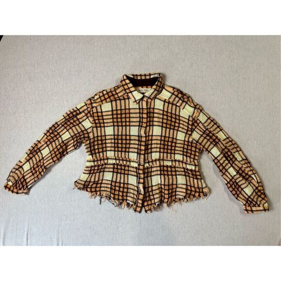 Free People Plaid Long Sleeve Button Down Shirt Sz XS Oversized - Picture 1 of 7